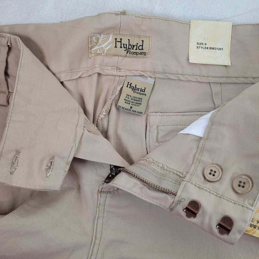 Hybrid & Company Bermuda Shorts Womens 9 Tan Mid Rise Flat Front NWT preppy - Picture 7 of 8